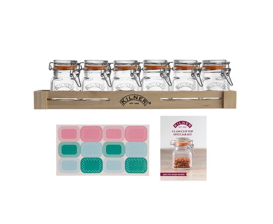 Набор из 6 баночек для специй на подставке 70 мл, Kilner, фото 