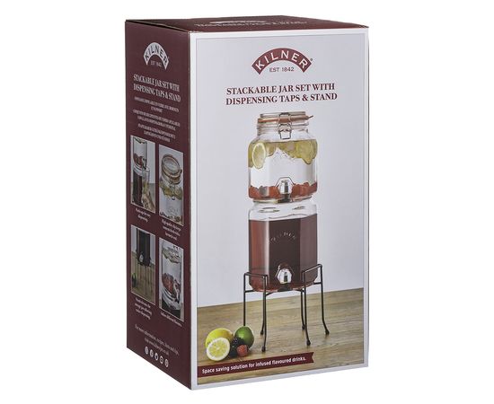 Набор из 2 диспенсеров на подставке 2,1 л и 3,1 л в подарочной упаковке, Kilner, фото , изображение 6