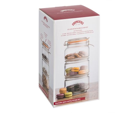 Набор банок из 3 банок Clip Top 17.5 x 17.5 x 32 см, Kilner, фото , изображение 5